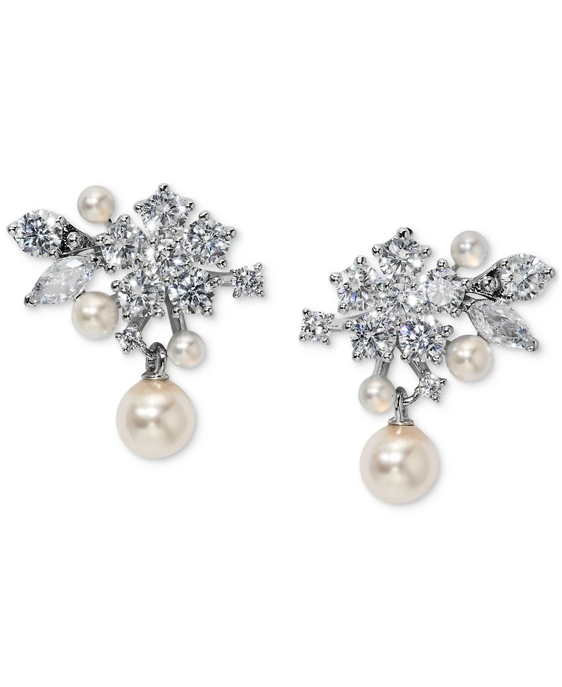 Eliot Danori Cubic Zirconia & Imitation Pearl Cluster Drop Earrings, Exclusively at Macy's