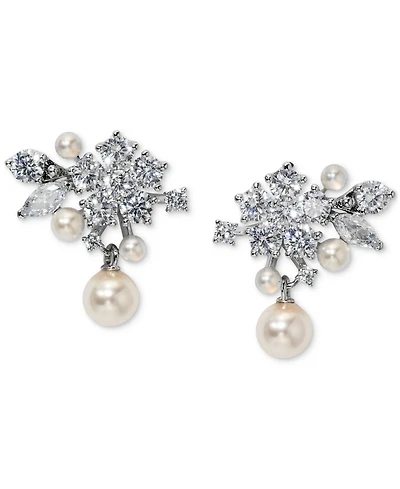 Eliot Danori Cubic Zirconia & Imitation Pearl Cluster Drop Earrings, Exclusively at Macy's