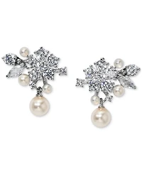 Eliot Danori Cubic Zirconia & Imitation Pearl Cluster Drop Earrings, Exclusively at Macy's