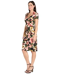 R & M Richards Women's Floral-Print Short-Sleeve Dress