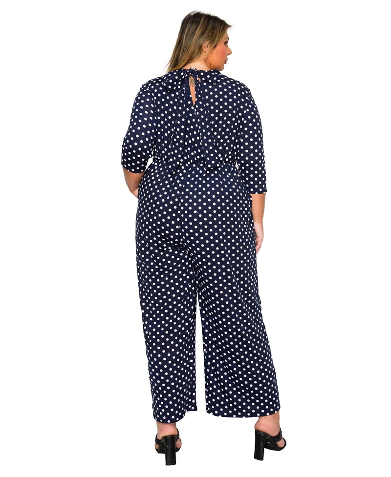L I V D Plus Lunette Dot Wide Leg Jumpsuit