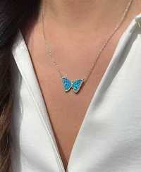 Kamaria Butterfly Necklace with Lab-Grown Opal Sterling Silver