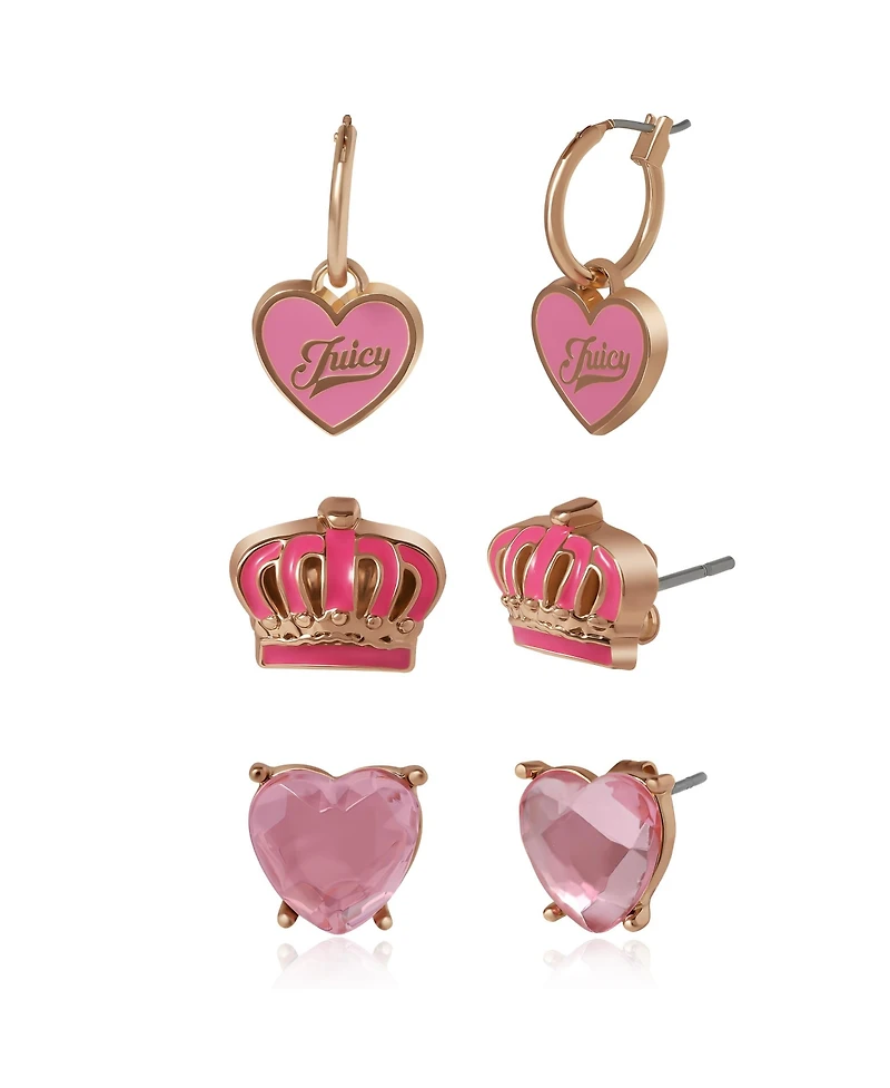 Juicy Couture Kids 3-Pair Earrings Set ? Stylish Stud Collection