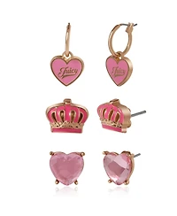 Juicy Couture Kids 3-Pair Earrings Set ? Stylish Stud Collection