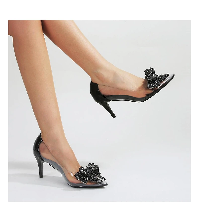 Nala Clear Vinyl Pump with Rhinestone Bow