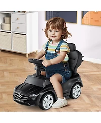 Gymax Toddler 3-in-1 Push Car w/Adjustable Canopy Under Seat Storage Realistic Sounds