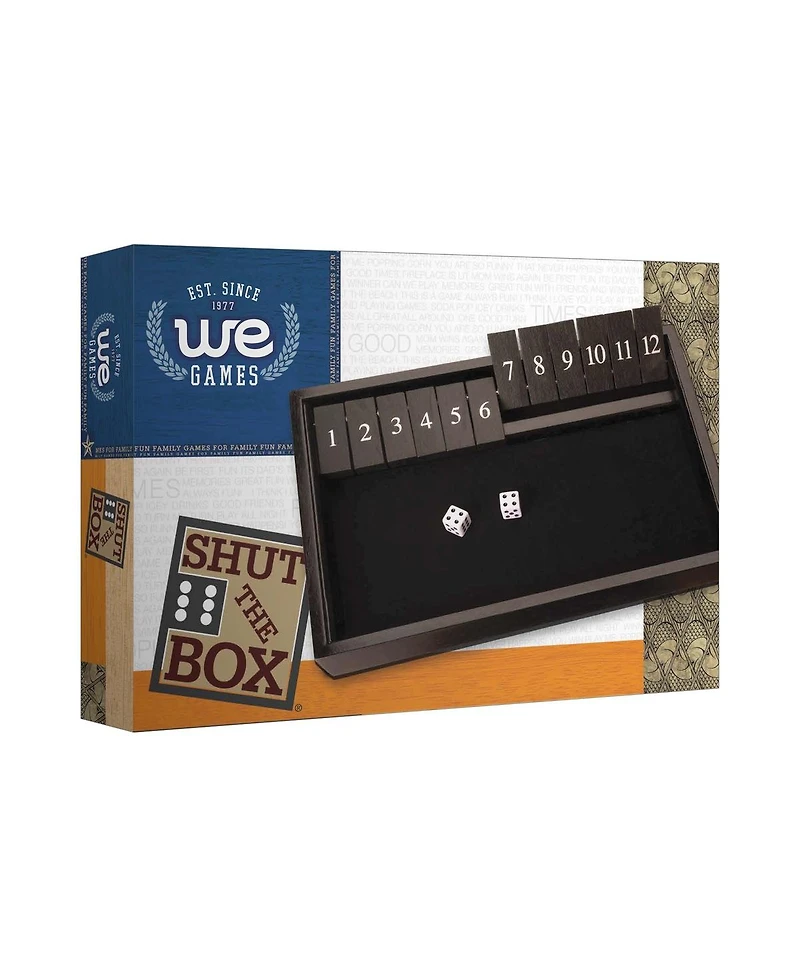 We Games 12 Number Shut the Box Board Game, Black Stained Wood, 13.5 in.