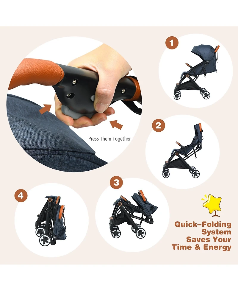 Costway Lightweight Stroller Aluminium Frame with Net for Travel 15 lbs