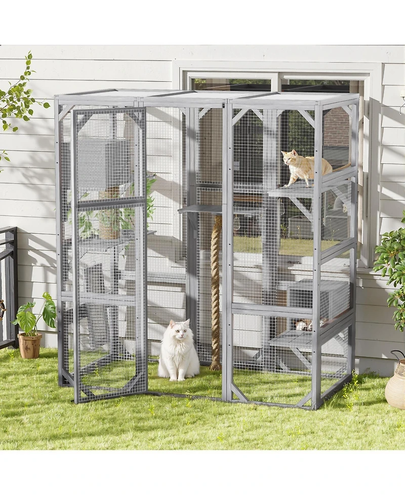 Streamdale Furniture Outdoor Cat House Catio with Condos