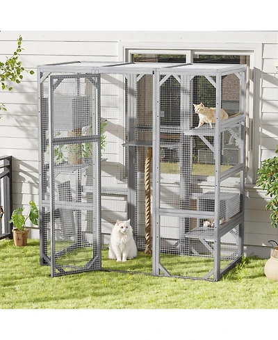 Streamdale Furniture Outdoor Cat House Catio with Condos