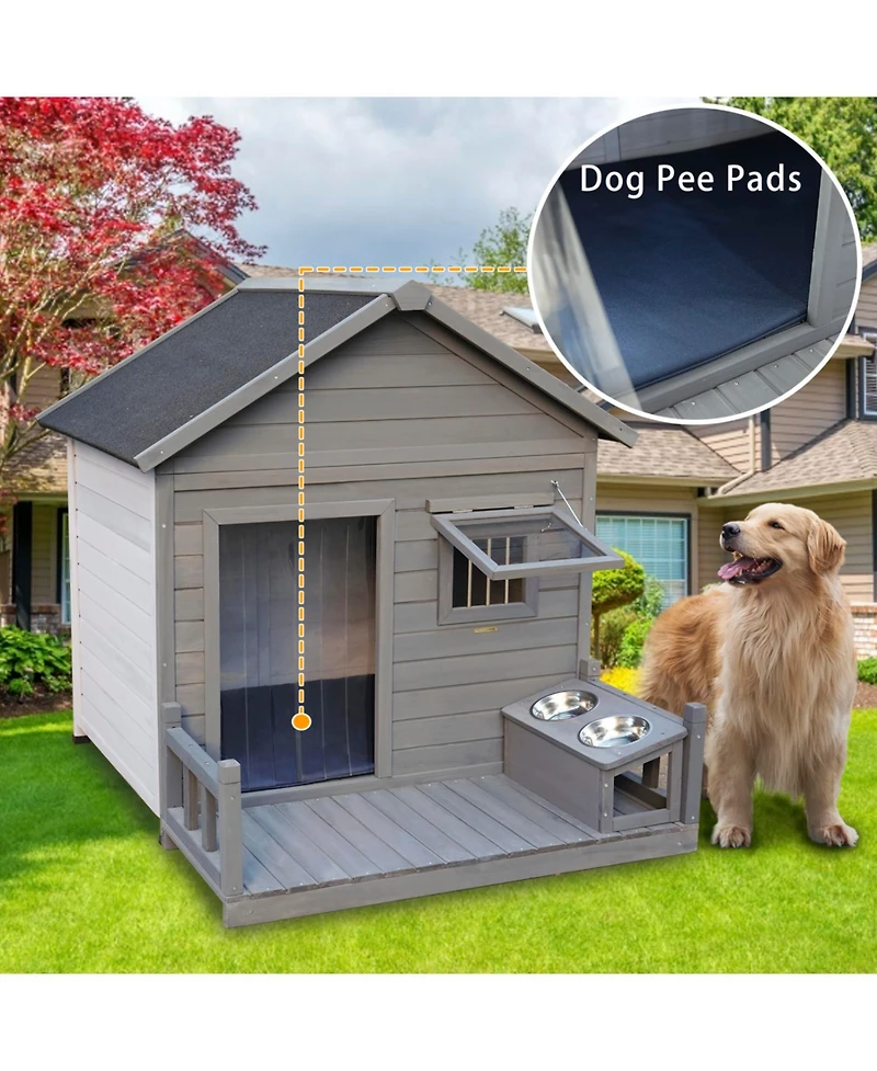 Streamdale Furniture Large Balcony Dog House with Terrace & Cleaning Mat