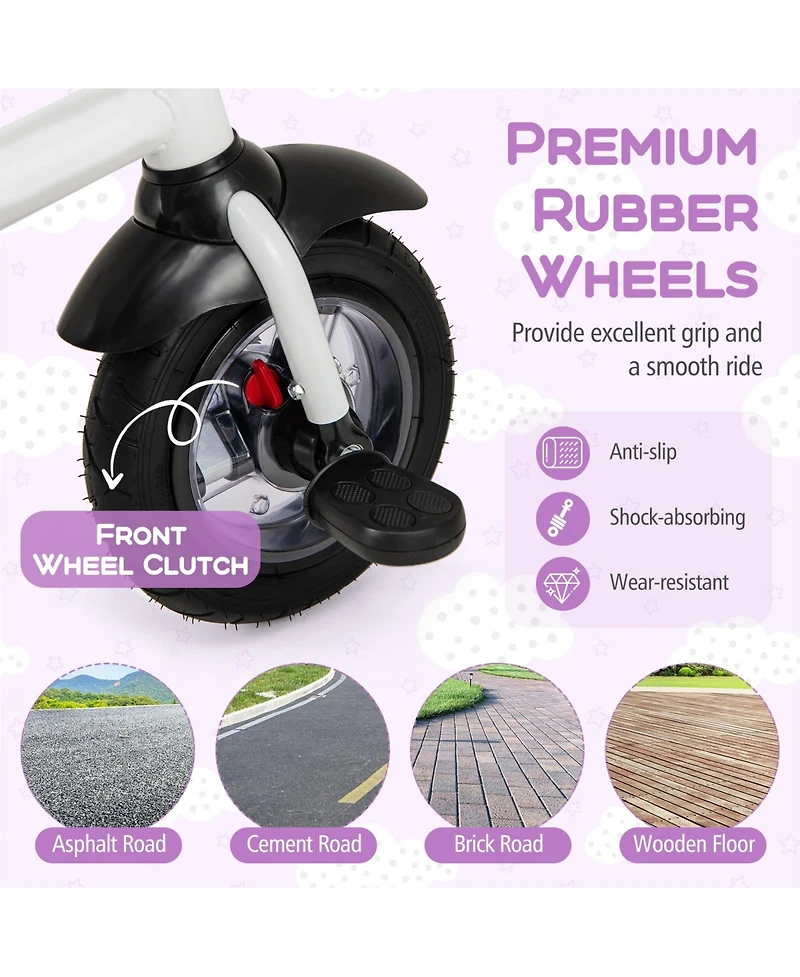 Gymax Toddler 5-in-1 Folding Trike 1-5 Years Old w/ Safety Harness Storage