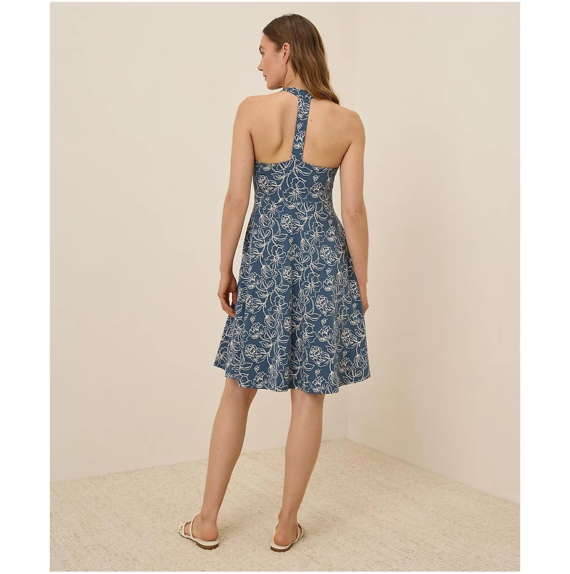 Pact Women's Fit & Flare Gathered Halter Dress