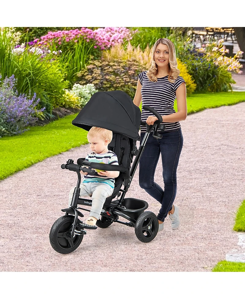 Gymax 4-in-1 Baby Tricycle Toddler Trike w/ Reversible Seat Canopy & Push Handle