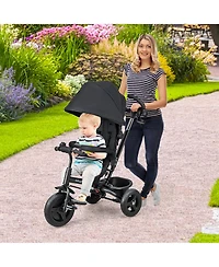 Gymax 4-in-1 Baby Tricycle Toddler Trike w/ Reversible Seat Canopy & Push Handle