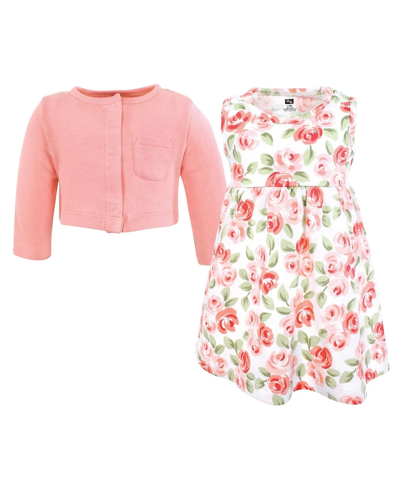 Hudson Baby Toddler Girls Hudson Lightweight Cotton Dress and Cardigan Set