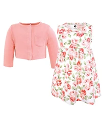 Hudson Baby Toddler Girls Hudson Lightweight Cotton Dress and Cardigan Set
