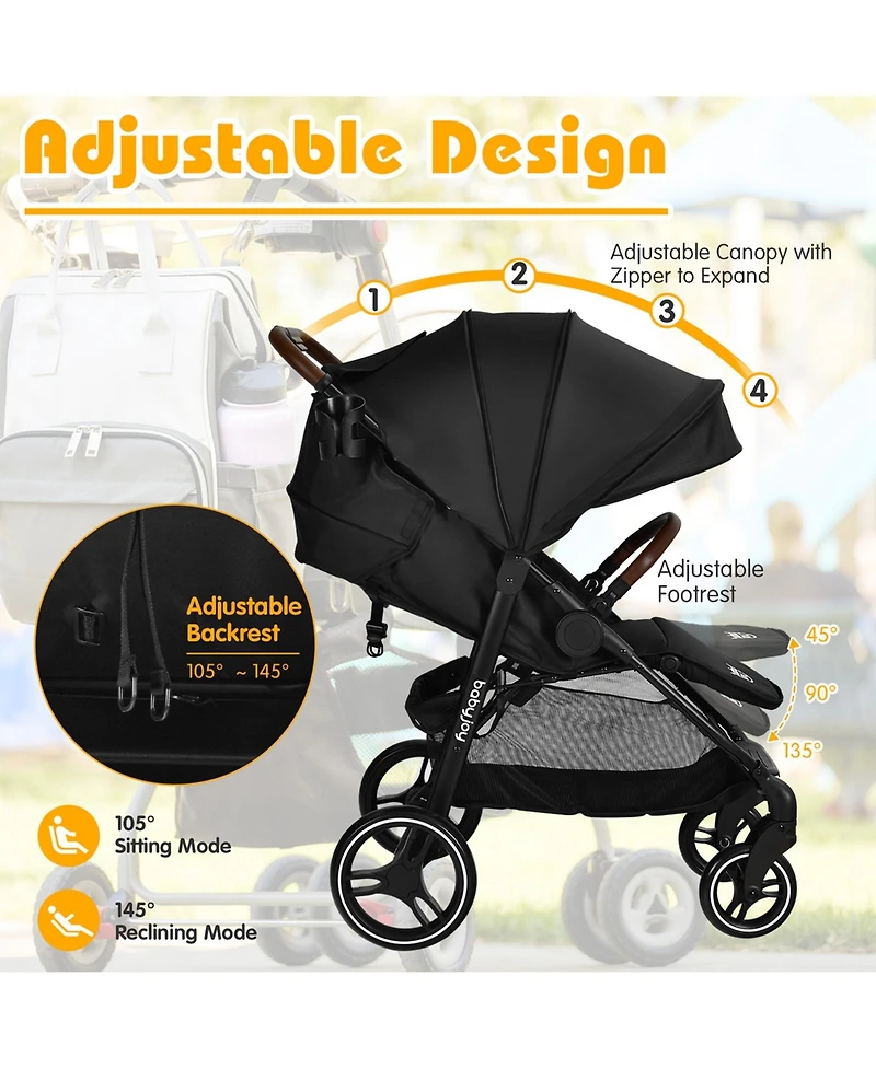 Costway High Landscape Baby Stroller Pushchair with Expandable & Footmuff Canopy 20 lbs. 0-3 Years