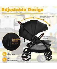 Costway High Landscape Baby Stroller Pushchair with Expandable & Footmuff Canopy 20 lbs. 0-3 Years