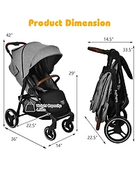 Costway High Landscape Baby Stroller Pushchair with Expandable & Footmuff Canopy 20 lbs. 0-3 Years