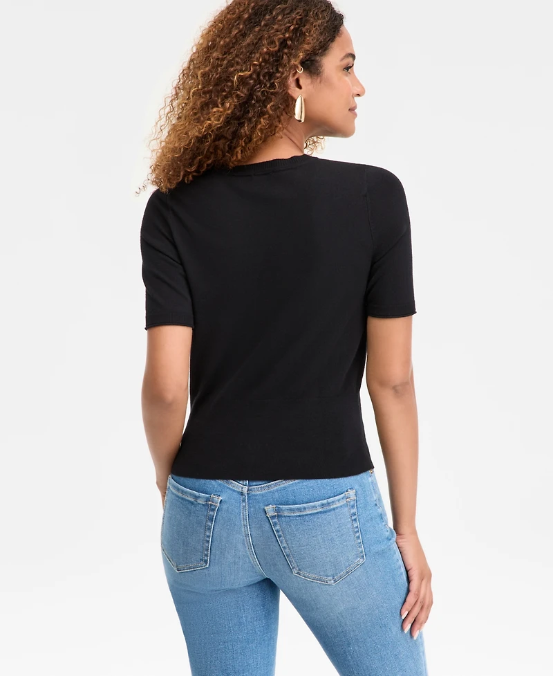 I.n.c. International Concepts Women's Elbow-Sleeve Crewneck Sweater