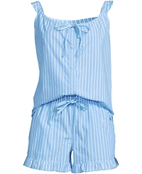 Lands' End Women's Poplin 2 Piece Pajama Set - Tank Top and Shorts