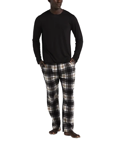 Perry Ellis Portfolio Men's Solid Shirt & Buffalo Plaid Pajama Set