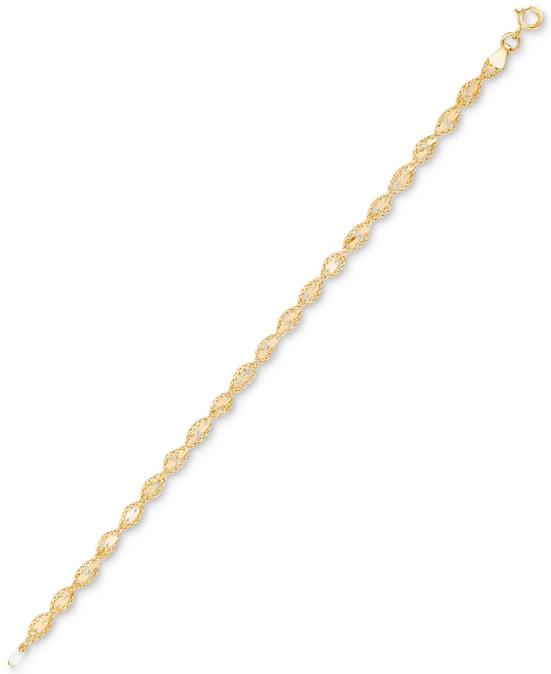 Twist Style Textured Rope Mirror Chain Link Bracelet in 10k Gold