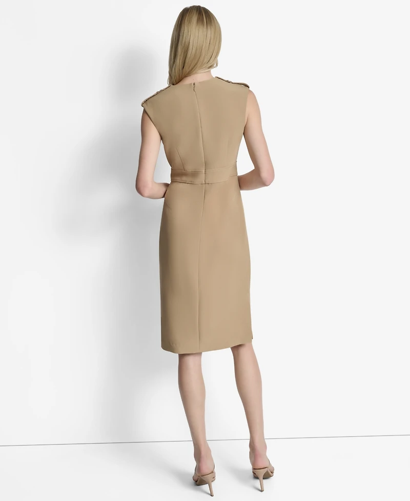 Dkny Women's Sleeveless V-Neck Sheath Midi Dress