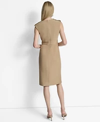 Dkny Women's Sleeveless V-Neck Sheath Midi Dress