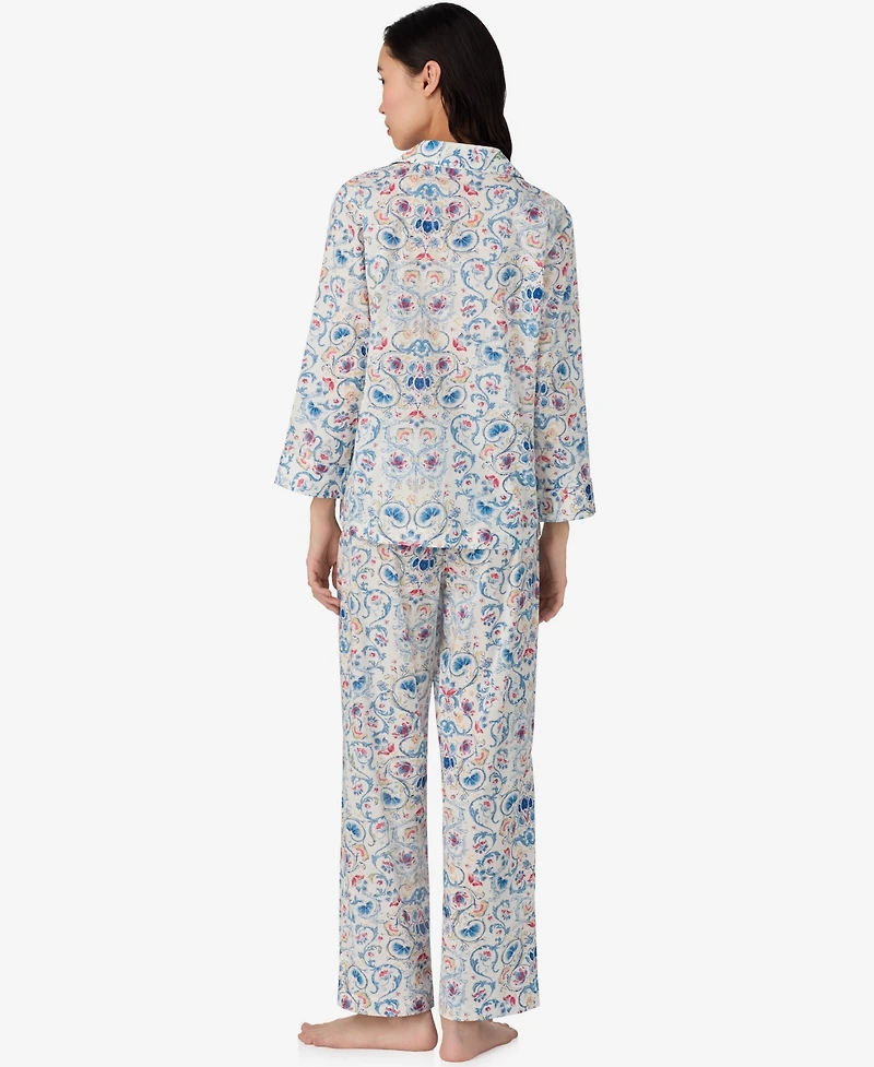 Lauren Ralph Petite Notch Collar Ankle Pants Pajama Set