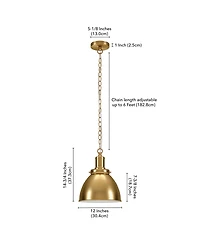 Hudson & Canal Elodie 12" Metal Pendant with Shade