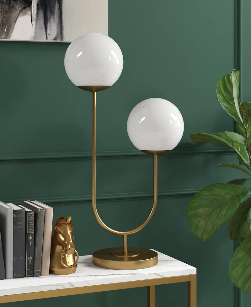 Hudson & Canal Dufrene 28" Metal 2-Light Table Lamp with Glass Shades