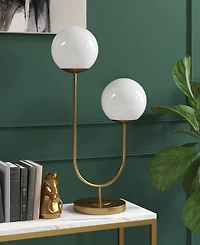 Hudson & Canal Dufrene 28" Metal 2-Light Table Lamp with Glass Shades