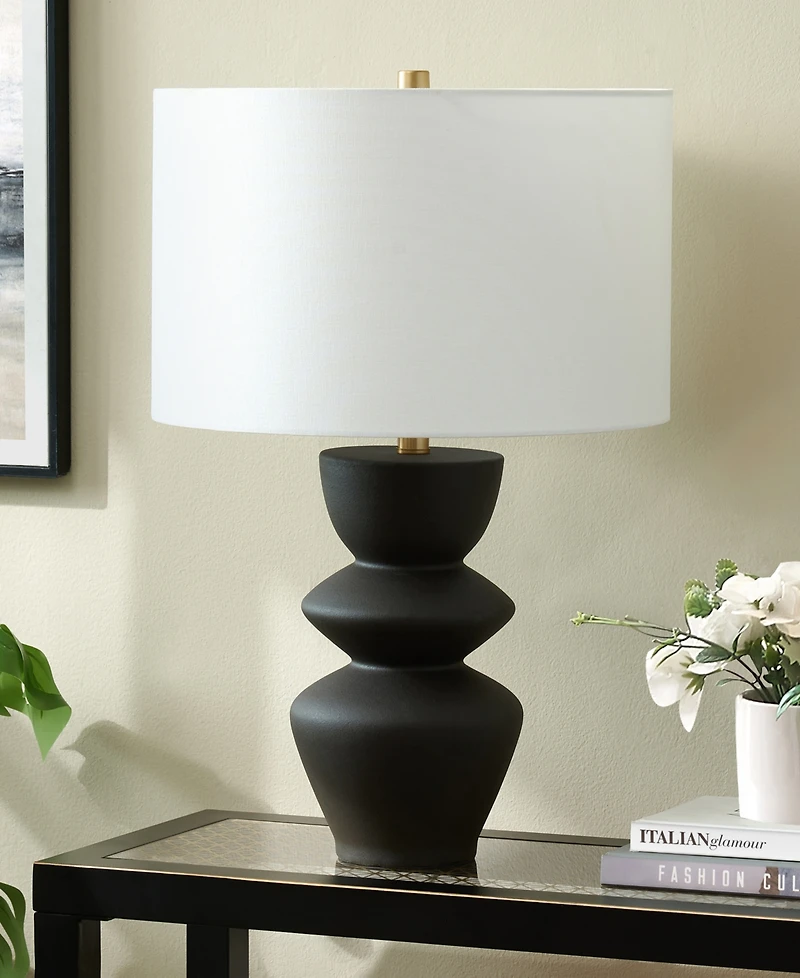 Hudson & Canal Cassian 25" Ceramic Table Lamp with Fabric Shade