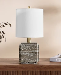 Hudson & Canal Pacha 15.5" Metal Stone Table Lamp with Fabric Shade