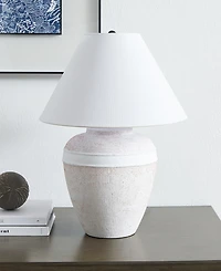 Hudson & Canal Chiara 22.5" Ceramic Table Lamp with Fabric Shade