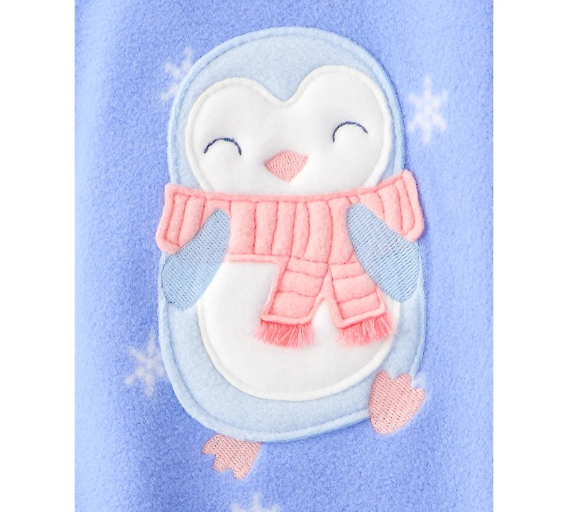 Carter's Baby Girls Snowflake-Print Penguin Fleece Loose-Fit 1-Piece Footed Pajamas
