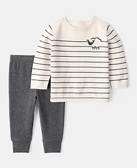 Carter's Baby Boys Striped Sheep Long-Sleeve Sweater & Jogger Pants, 2 Piece Set