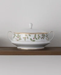 Noritake Holly & Berry Gold Covered Vegetable Bowl