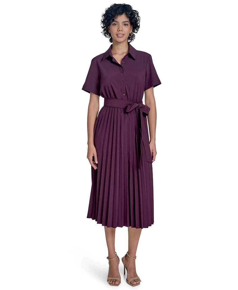 Calvin Klein Women's Short-Sleeve Pleated-Skirt Midi Dress