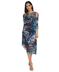 Calvin Klein Women's Side Ruched Mesh Midi Dress