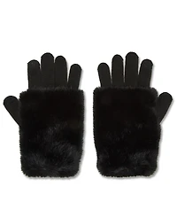 Steve Madden Faux-Fur-Cuff Cozy Knit Gloves