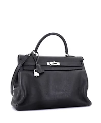 Pre-Owned Hermes Kelly Handbag Clemence with Palladium Hardware