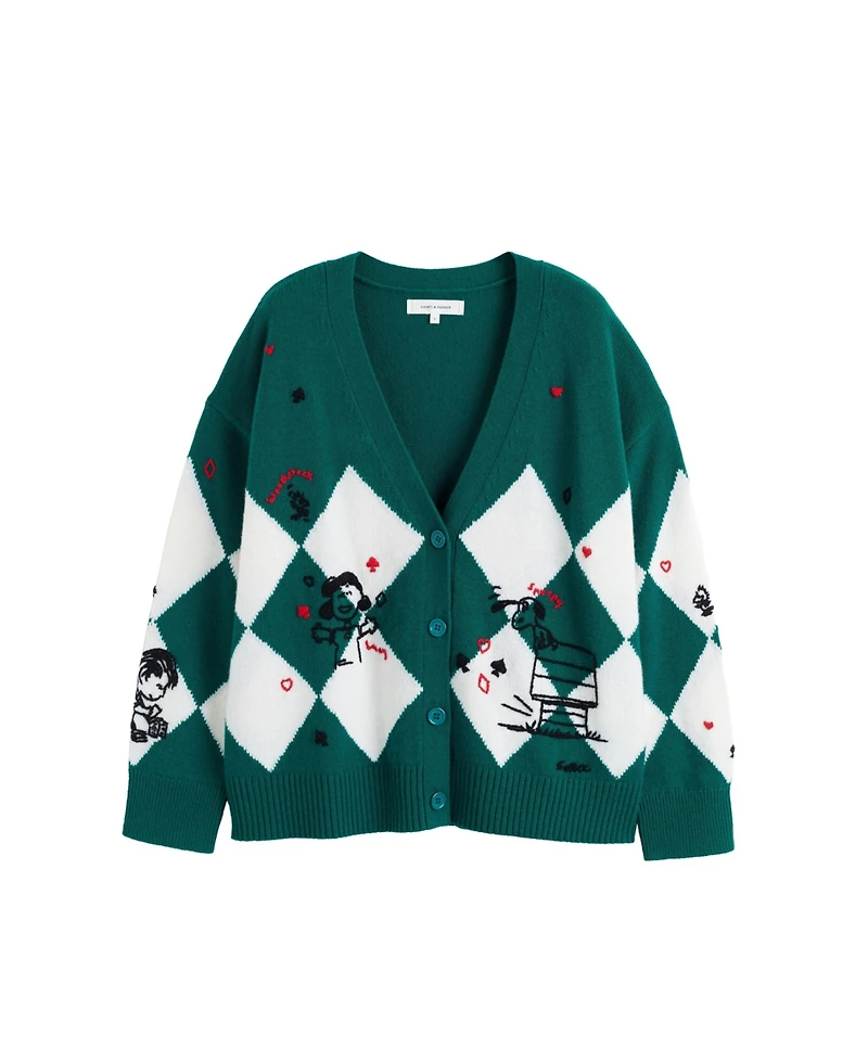 Chinti & Parker Women's Wool Cashmere Peanuts Poker Cardigan