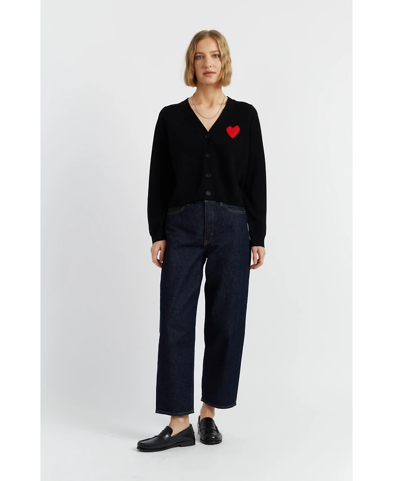 Chinti & Parker Women's Wool Cashmere Heart Breton Cardigan