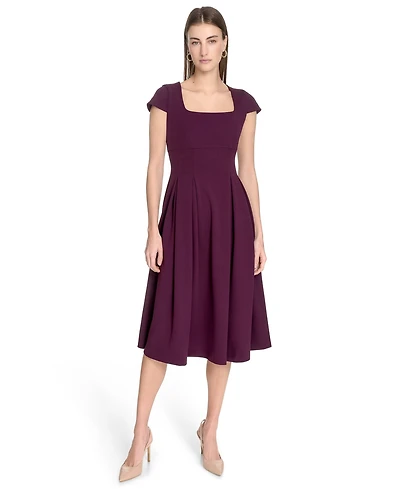 Calvin Klein Women's Scuba Crepe Square-Neck Fit & Flair Dress