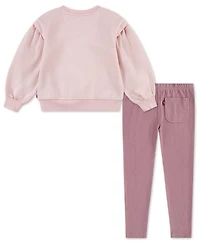 Levi's Little Girls 2-Piece Blouson Crewneck and Pants Set