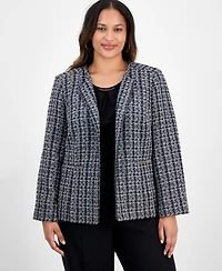 Kasper Plus Tweed Metallic-Trim Jacket