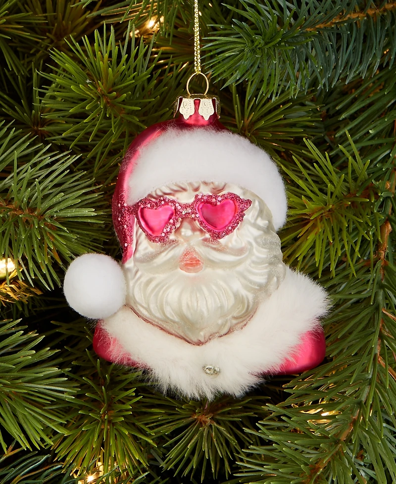 Holiday Lane Merry Magic Pink Heart Sunglasses Santa Ornament, Macy's Exclusive